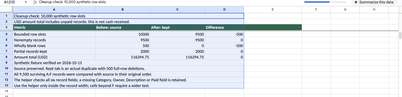 Actual native 10000-row controls